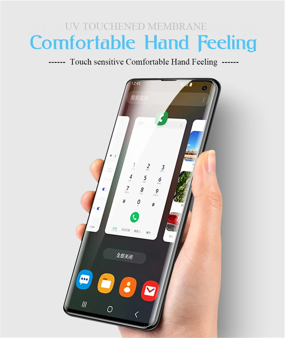 Нано-жидкая пленка для samsung Note 8 9 S10 S9 S8 Plus S7 Edge, ультрафиолет, полный клей, закаленное стекло, прозрачная защитная пленка для Galaxy S10E