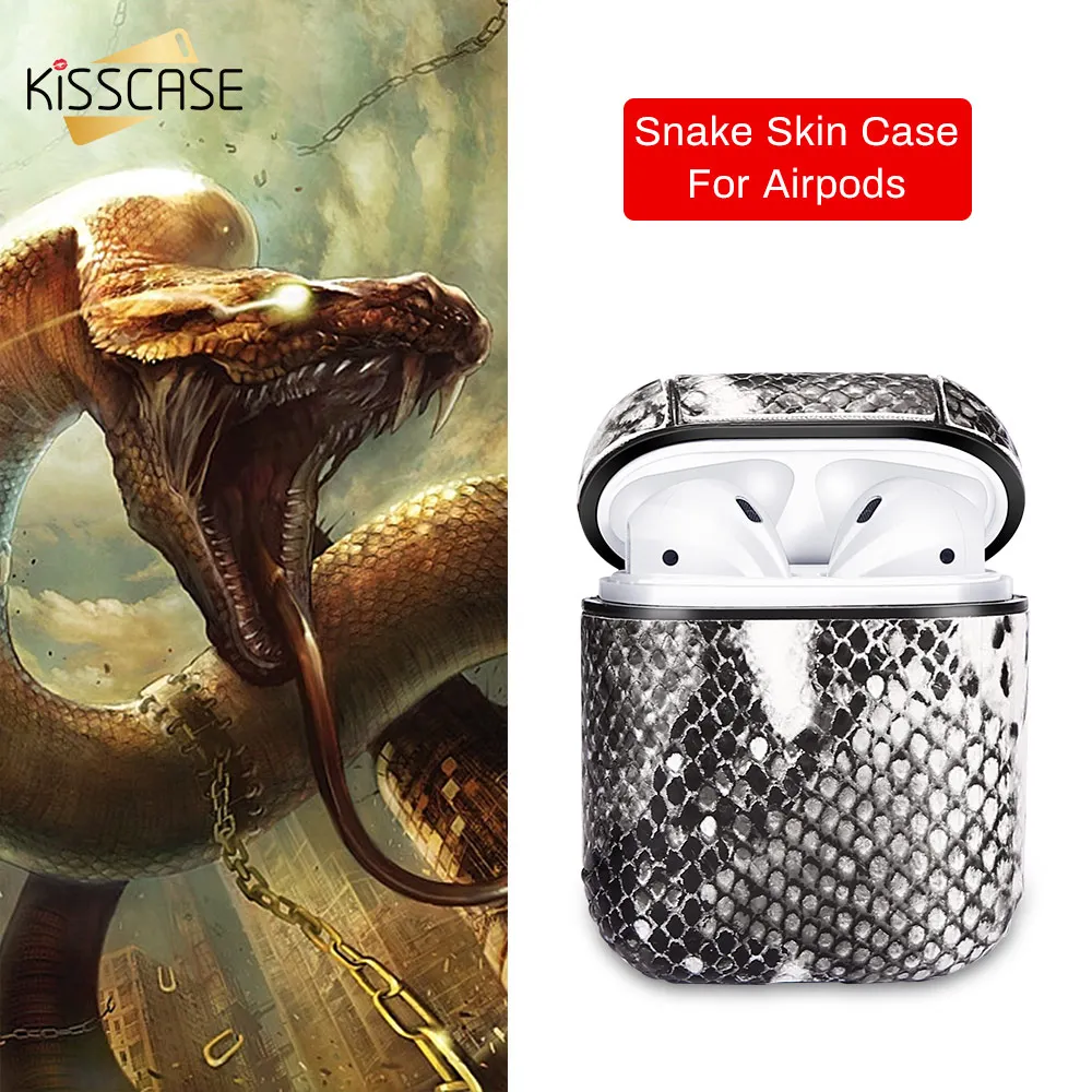 Kisscase змеиная кожа чехол для наушников AirPods Чехол протектор Чехлы Air Pod