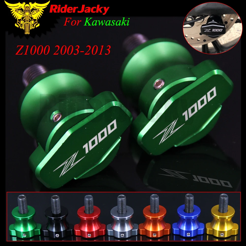 

RiderJacky For Kawasaki Z1000 Z 1000 2003-2013 2009 2010 2011 2012 CNC Motorcycle Stand Screws Swingarm Spool Slider With LOGO