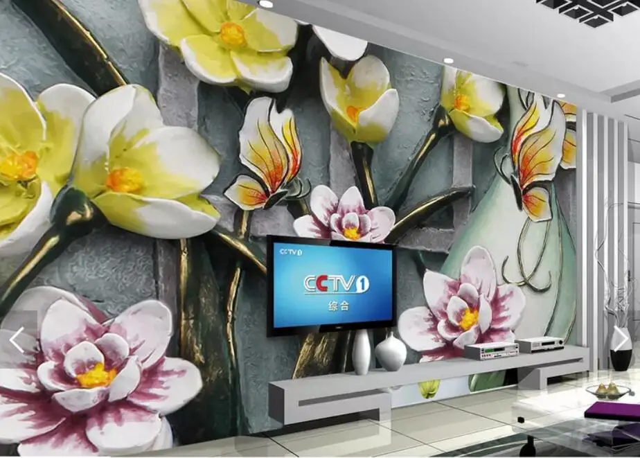 3D стерео тисненый цветок настенная бумага настенные бумажные рулоны