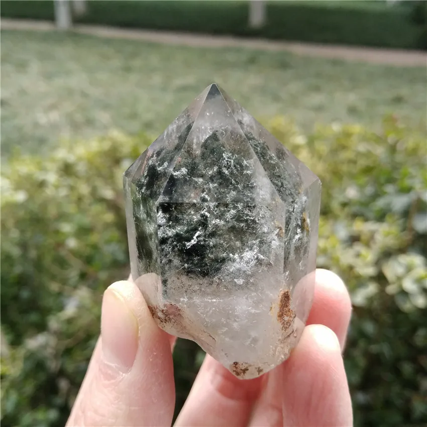 Натуральный Ghost Phantom Quartz кристальная палочка для медитации медитация чакра