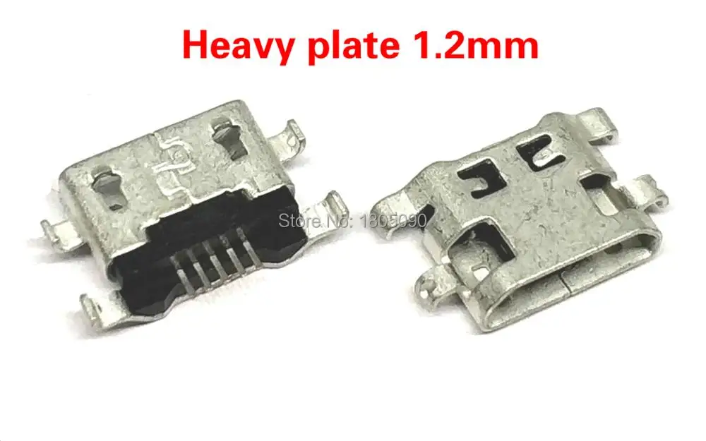 Коннектор Micro USB 5pin с обратной тяжелой пластиной 1 2 мм плоский без закручивания