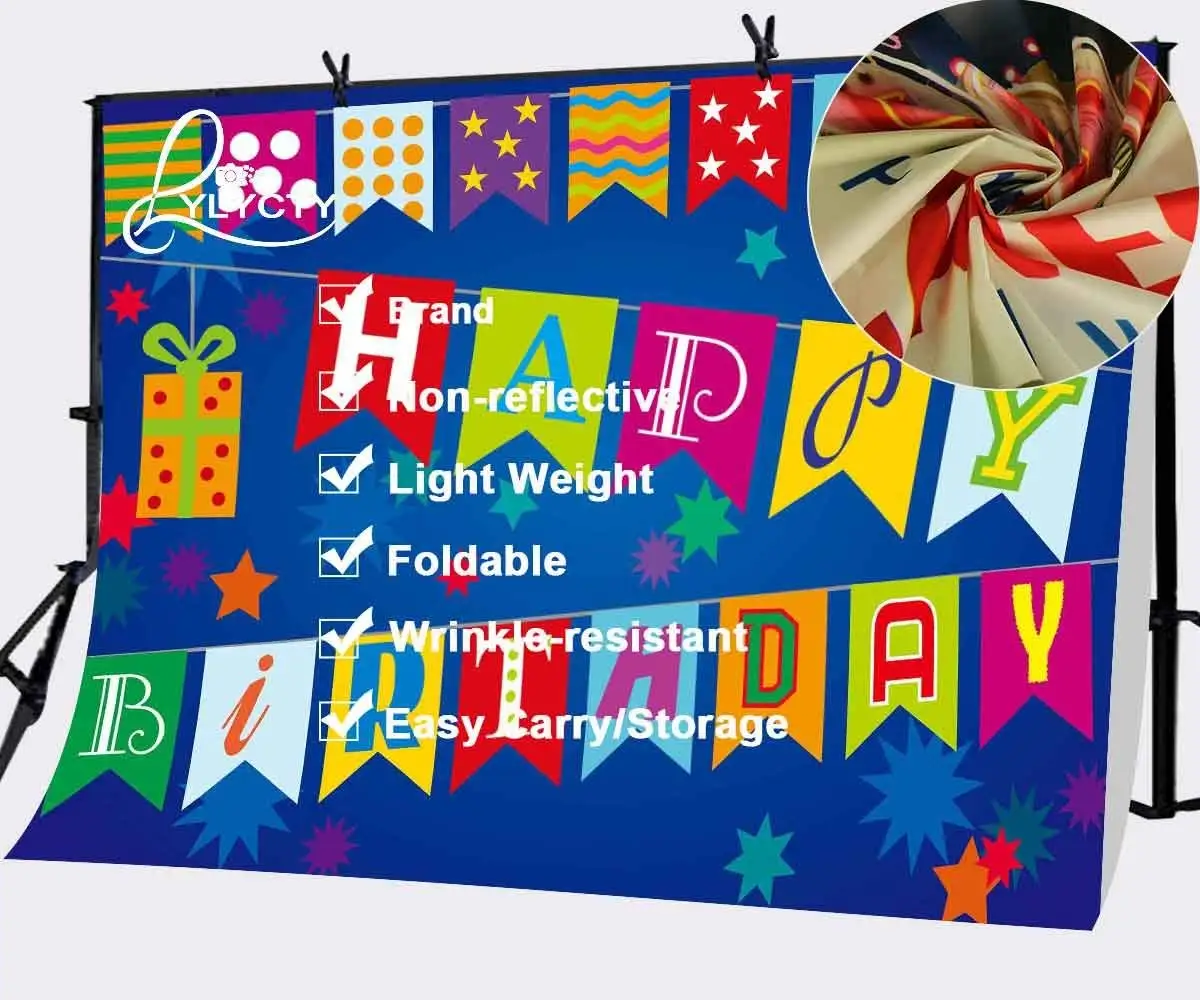 7x5ft Cartoon Birthday Backdrop Colorful National Flags Star Decoration Photography Background Children Party Props | Электроника