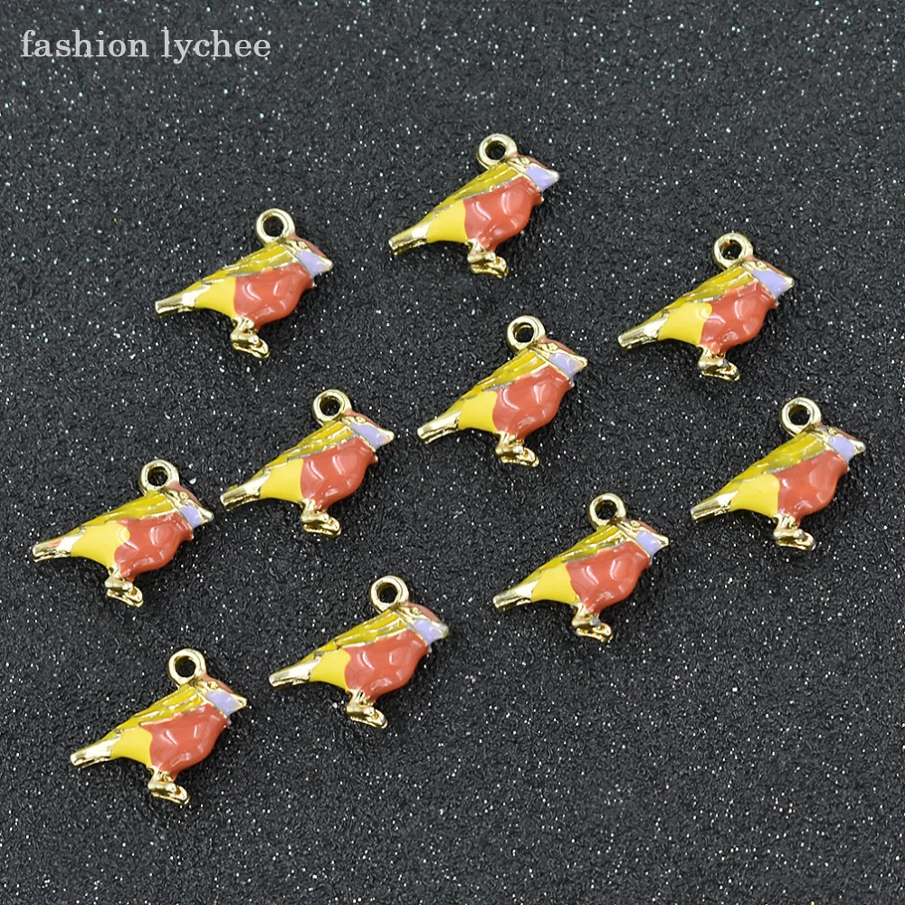 Модные личи 10 шт красочные 3D животные птицы эмаль амулеты для DIY ювелирных