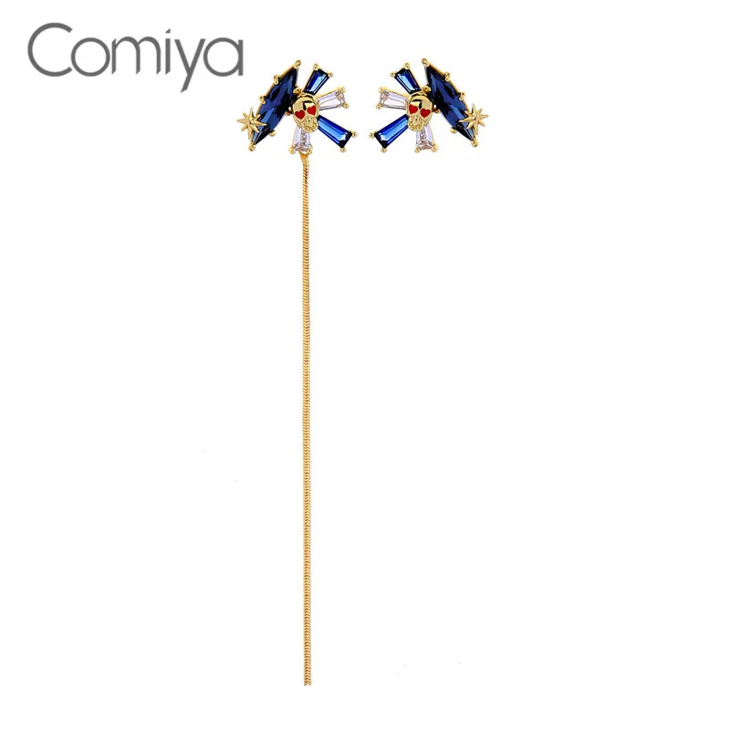 Comiya Висячие серьги для женщин Цинковый золотистый сплав длинные звенья модные с