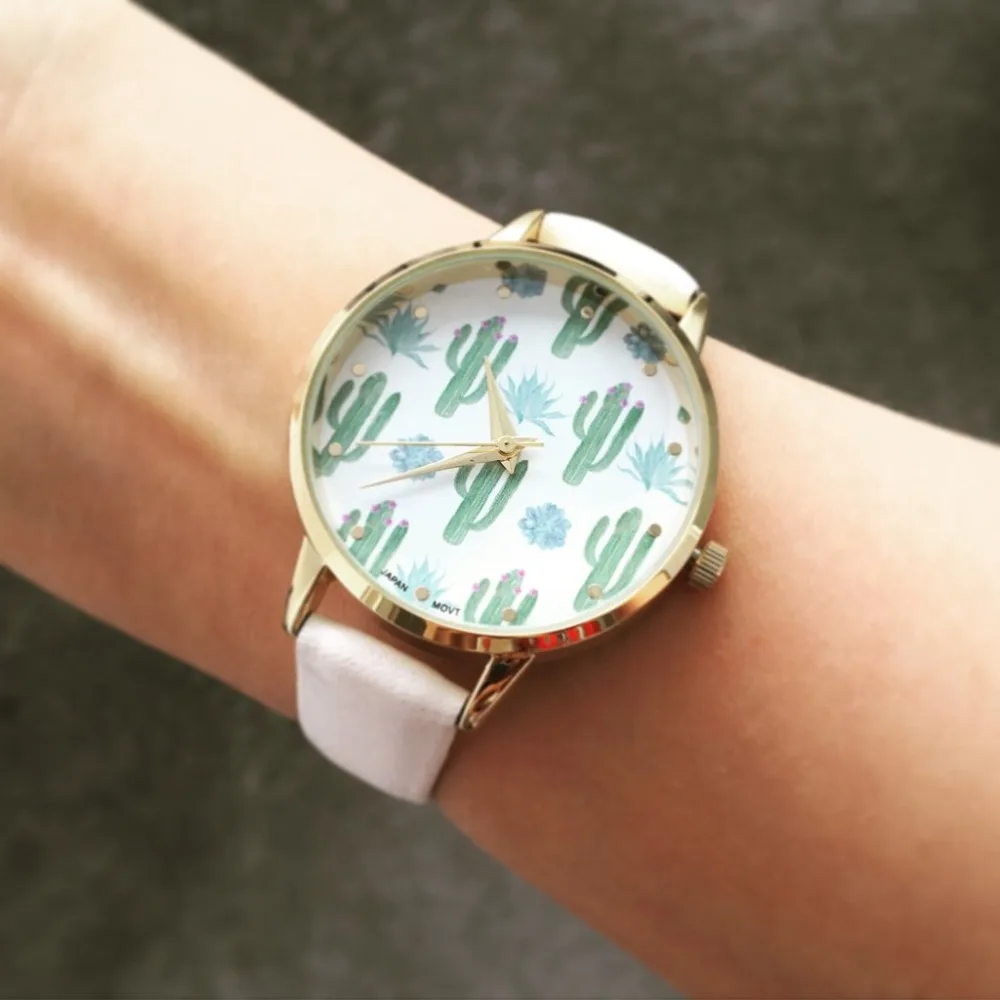 Женские наручные часы OKTIME Cactus модные с кожаным браслетом 100 шт./лот Бесплатная