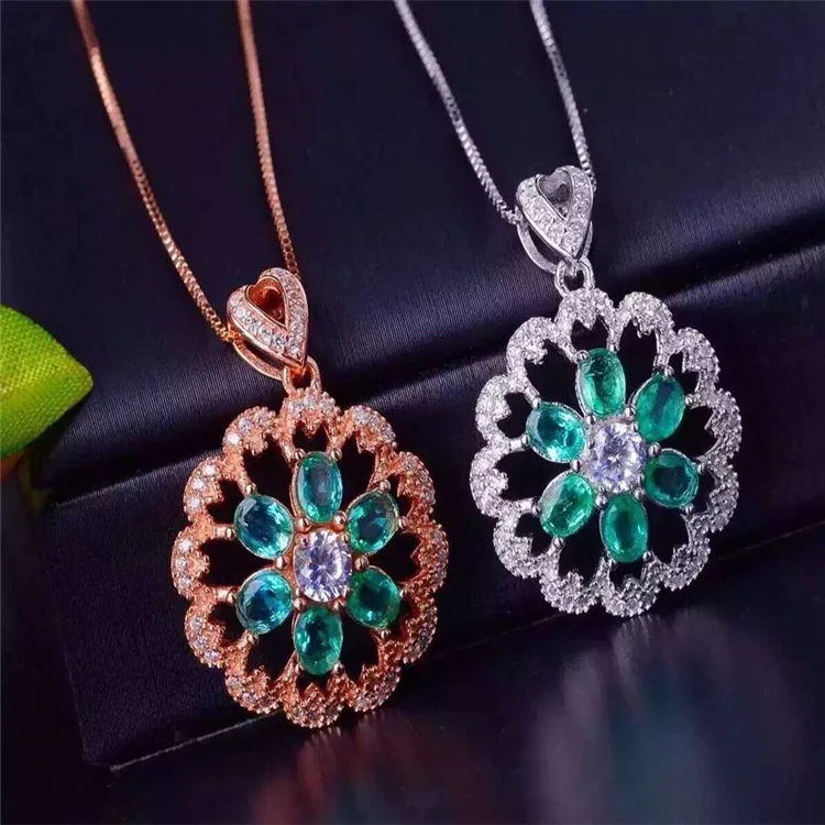 KJJEAXCMY boutique jewels S925 чистое серебро натуральный изумруд инкрустация Колье ювелирные