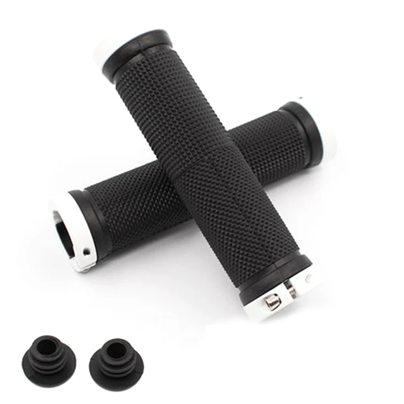 white 1 пара MTB BMX шоссейные велосипедные ручки противоскользящие резиновые велосипедные ручки для горного велосипеда замок на руле велосипеда концевые ручки - Цвет: white