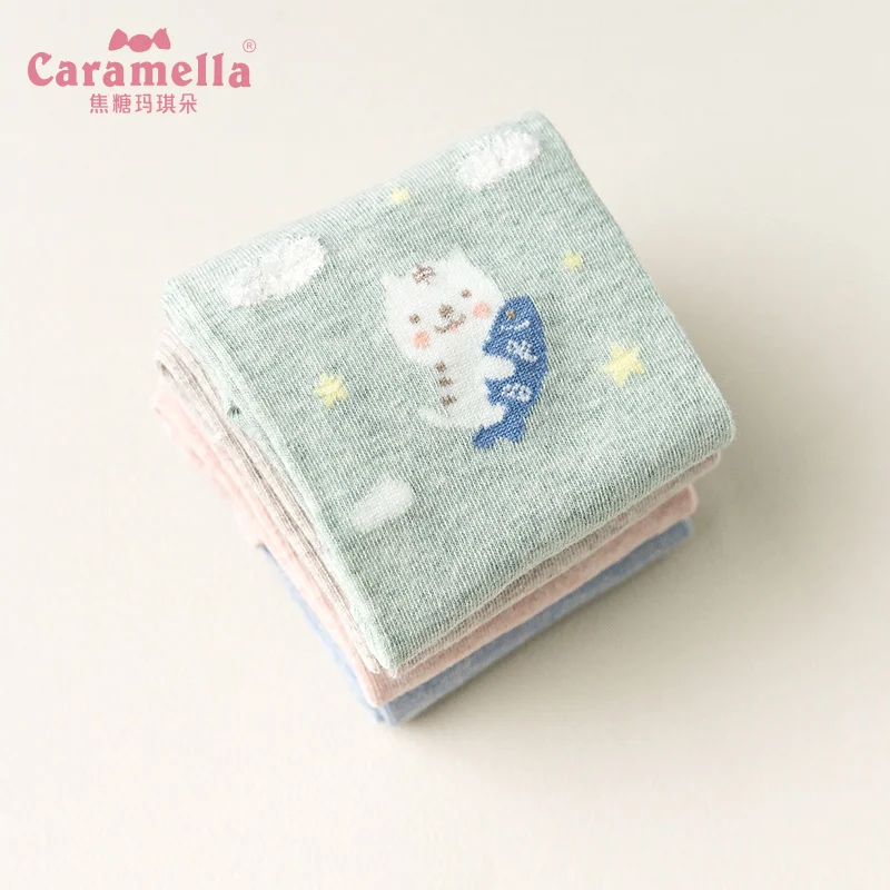 Caramella, 4 пар/лот, хлопковые женские носки, снежинка, мягкие, 3D, короткие носки, Sokken Vrouwen Calcetines Algodon Mujer Calzini Donna