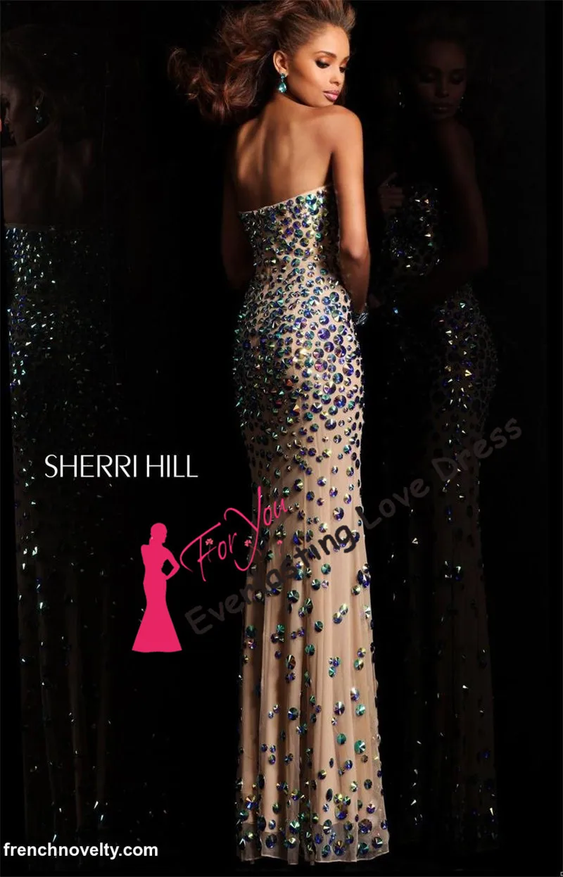 2014 vestidos de fiesta Strapless AB Rhinestones Beading Biling Prom Dresses Floor Length Crystal Evening Gown Formal | Свадьбы и