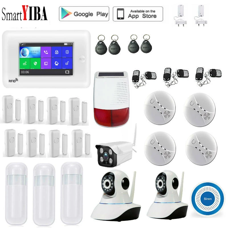 YB10830 SmartYIBA 3G Home Security Alarm System IP Camera Wireless WIFI Burglar Alarm Sensor Motion Android IOS APP Control Amazon Alexa - Color: YB10830