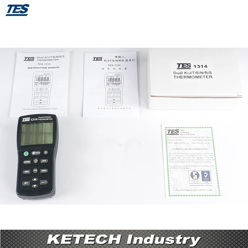 

Dual Channels Input function T1/T2 Temperature Display Thermometer TES-1314