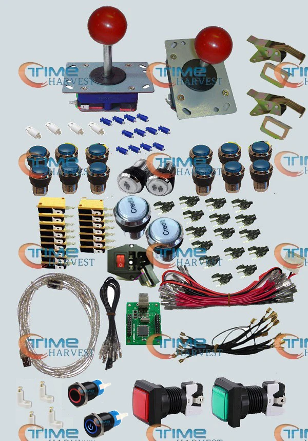 

Аркадные части пряди комплект с джойстиком хромированная подсветка и мгновенные светодиодный кнопки 2 игрока USB для Jamma построить аркадный шкаф