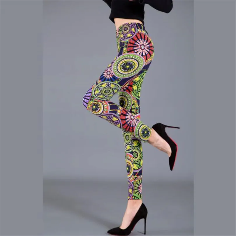 Colorful Circle PD65 YSDNCHI, новинка, женские леггинсы, 3D леггинсы с принтом, сексуальные леггинсы, Леггинсы для фитнеса, Mujer, леггинсы для девочек, высокая талия, Тонкие штаны - Цвет: Colorful Circle PD65