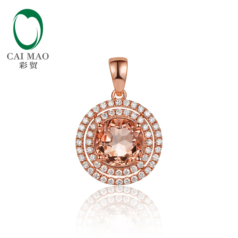 Лидер продаж 2.02ct против 8 мм круглый Morganite Алмаз Настоящее 14 К розовое золото