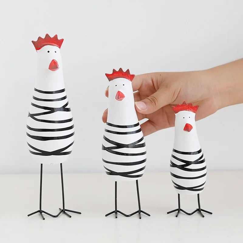 Средиземноморский стиль деревянный семья роспись Настольный куриные фигурки