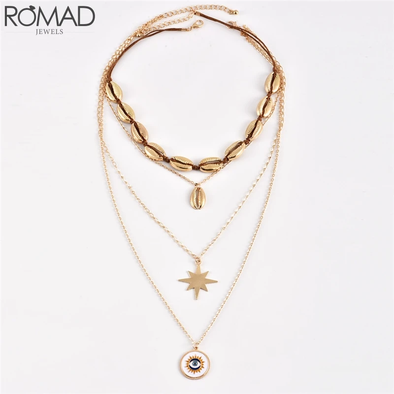ROAMD ожерелье из морской раковины женское золотое ракушек чокер звезда длинная