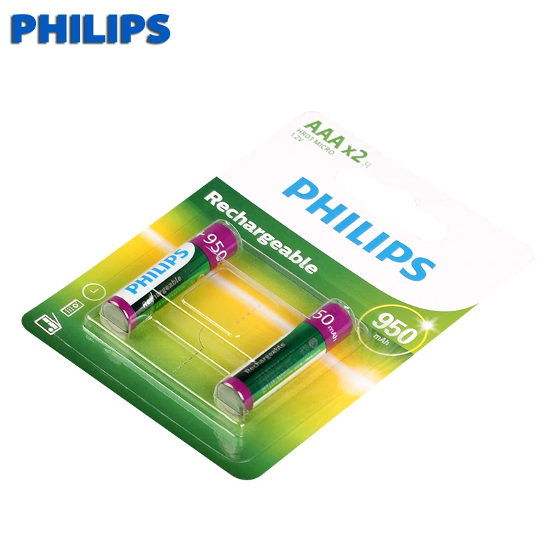 2 шт. philips 1 v NIMH батарея 3A 950mah аккумуляторная Ni MH AAA батарея|Перезаряжаемые батареи|