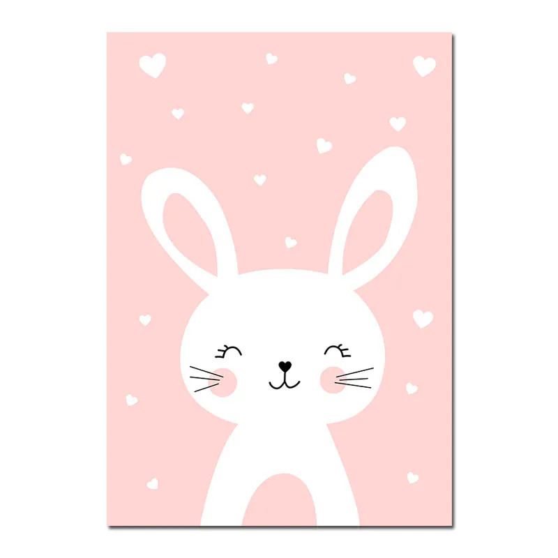 Picture 1 Kawaii Wall Art Холст постер для детской комнаты принт мультфильм кошка кролик Живопись скандинавские детские украшения Картина декор для детской гостиной - Цвет: Picture 1