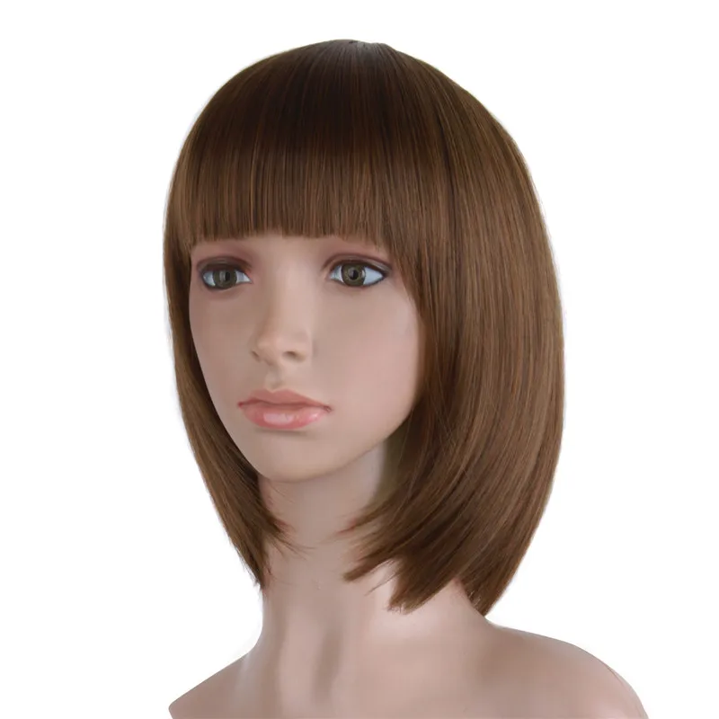MapofBeauty, 12 дюймов, черный, коричневый, золотой, белый парик, короткие прямые парики для женщин, синтетические волосы, термостойкие, косплей, вечерние