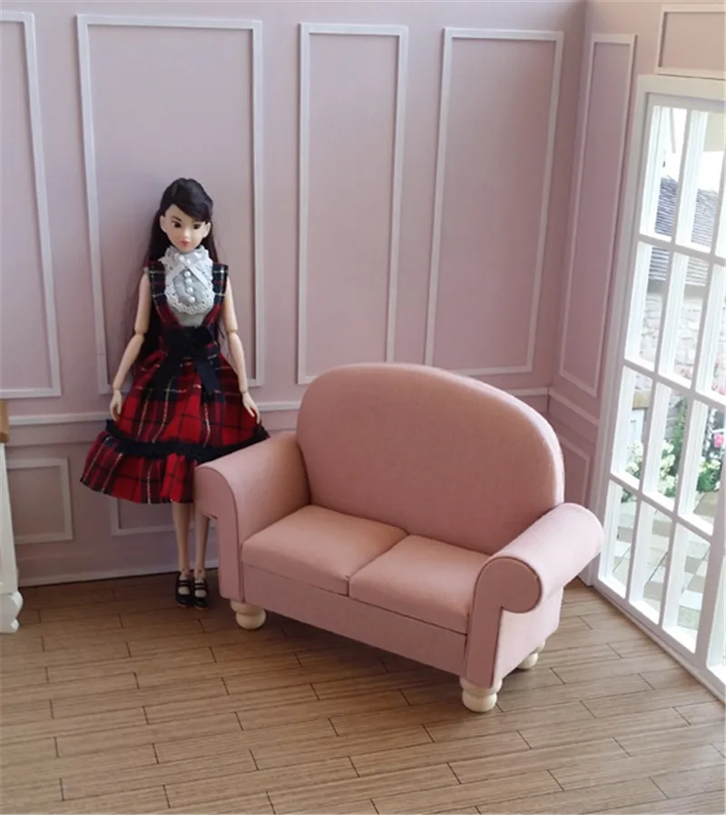 1/6 кукольный домик мебель игрушка для кукол миниатюрный розовый диван kawaii Мини Куклы Аксессуары ролевые игры игрушки Детские Подарки для девочек