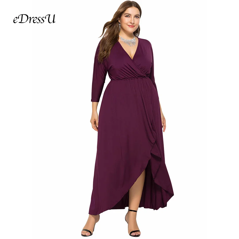 

8 Colors Evening Party Dress High Low V cut Elastic Maxi Dress Formal Wear Wedding Guest Dress eDressU LMT-FP6036