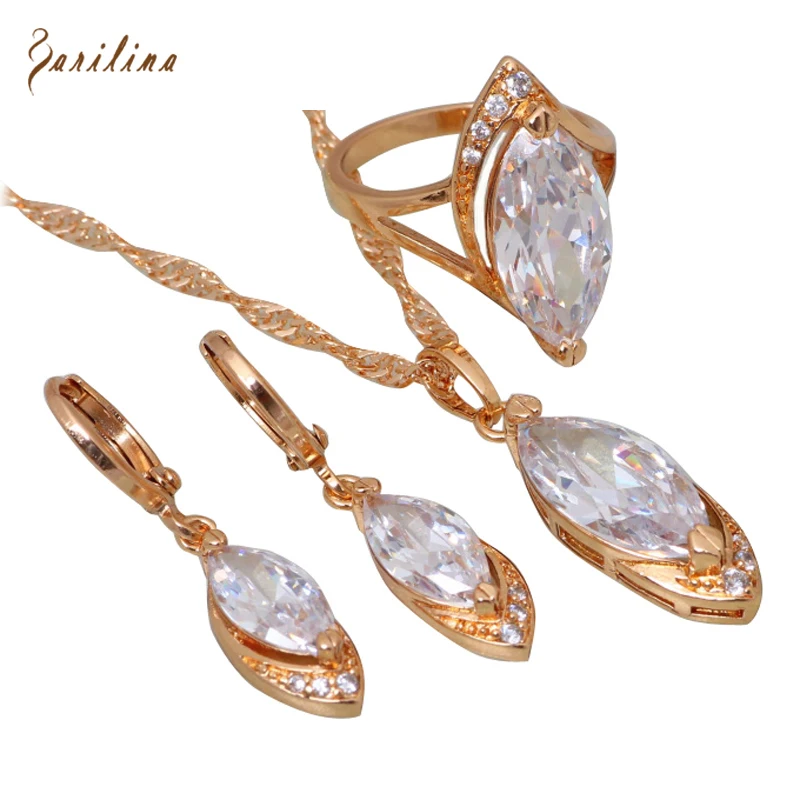 Модные Ювелирные наборы с белым кубическим цирконием подарочные ювелирных