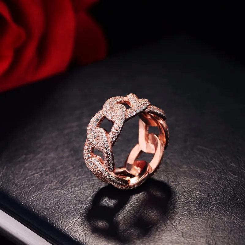 Мужские кубинские звенья кольца choucong серебряное кольцо со льдом ПАВЕ AAAAA фианиты