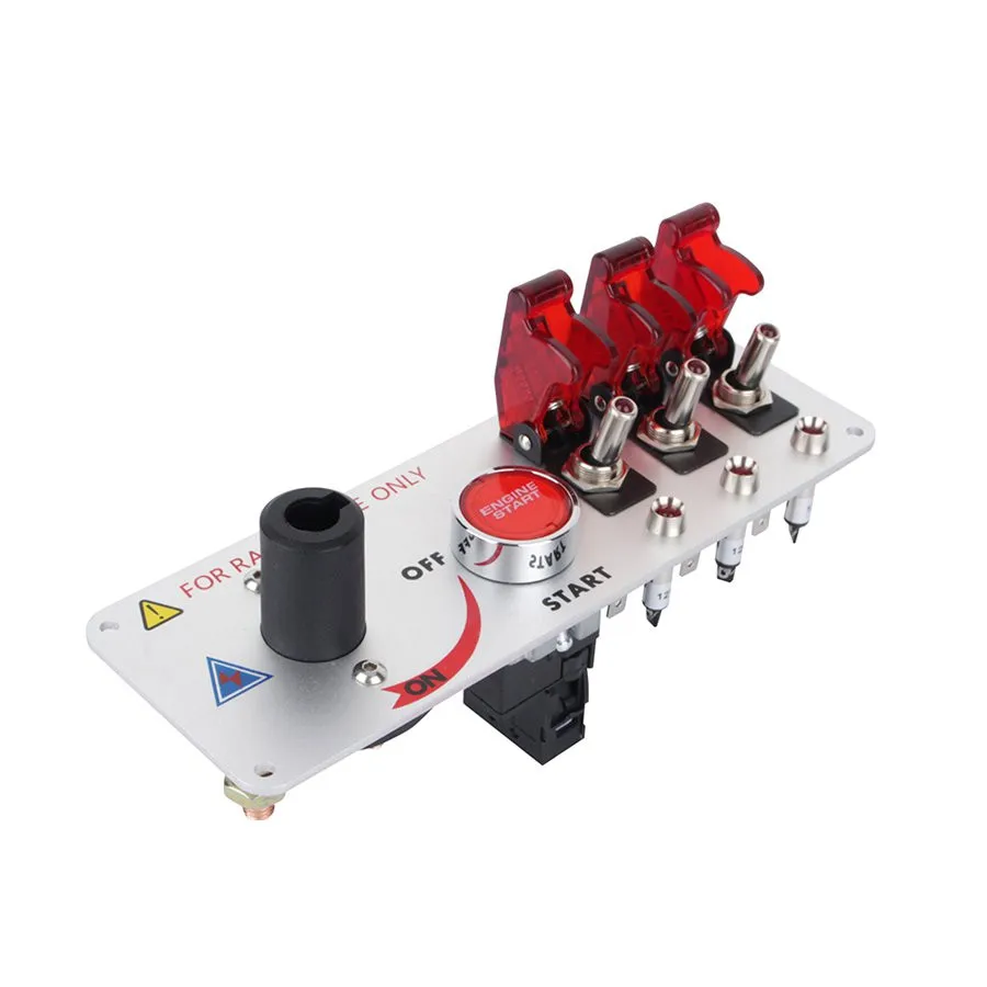 

Racing Car Auto 12V LED Toggle Ignition Switch Panel Engine Start Push Btns Kit Set 2016