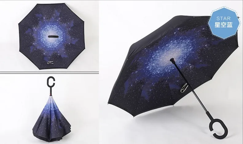 Newest Fashion Wind-proof Collapseable Reversible Umbrella Double Layer UV-blocking ability Self-Standing Golf | Дом и сад