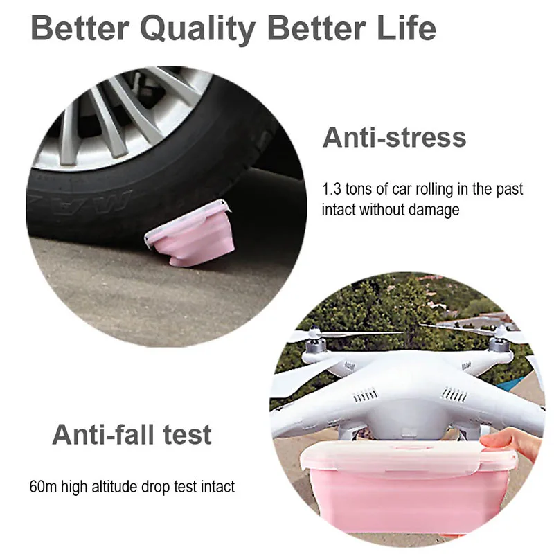 BORREY Silicone Collapsible Lunch Box Leakproof Portable Folding Bento Kitchen Food Containers | Дом и сад