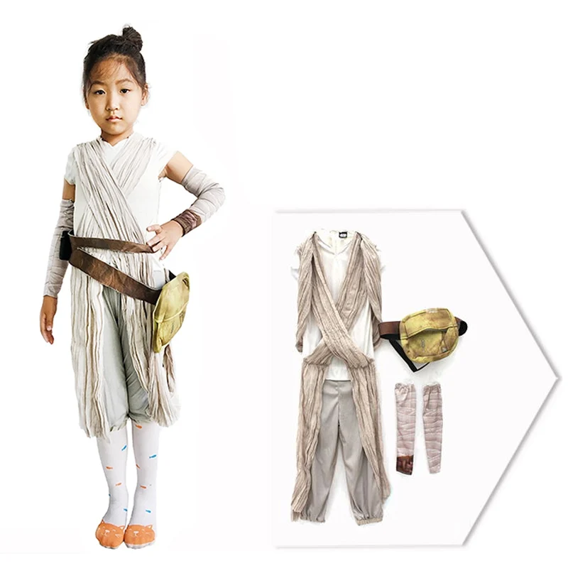 

Kids Girl Star Wars The Force Awakens Cosplay Carnival Party Costume Star Wars Rey Costume