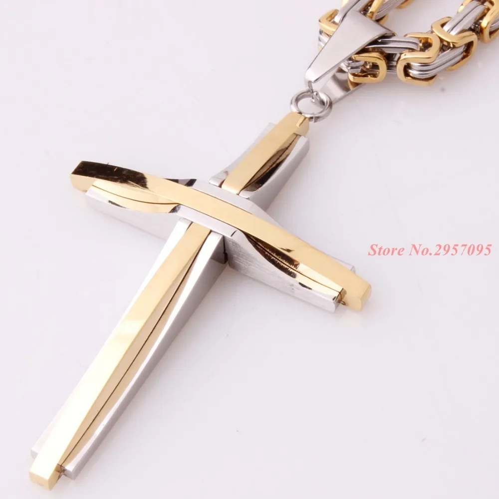 Мужская цепочка из нержавеющей стали с кулоном в виде Креста Иисуса|cross pendant|link