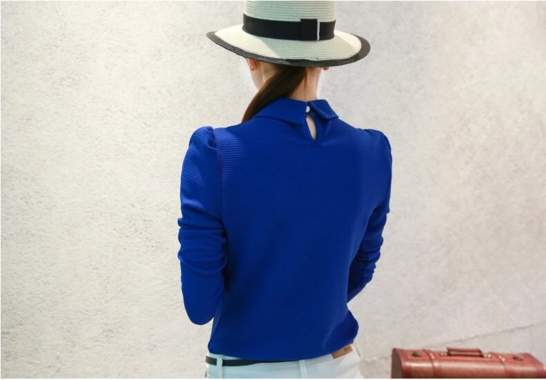 Весна кружева Печатные С Длинным Рукавом Блузка Женщины Turn Down Воротник Рубашки