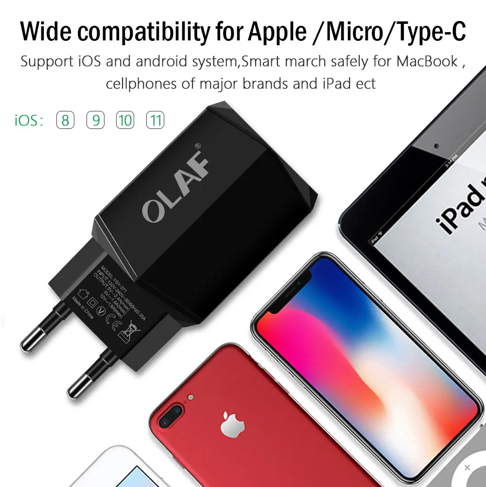 Олаф Быстрая зарядка 3,0 USB зарядное устройство для iPhone X 8 Быстрая зарядка Путешествия стены США ЕС Разъем для samsung S9 S8 Note адаптер