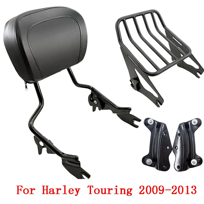 Мотоцикл регулируемая спинка Сисси Бар с багажником для Harley Touring Road King FLHR Street Glide FLHX 2009 до