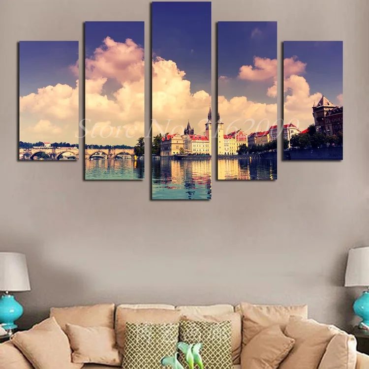 Без рамки красота город пейзаж вид домашнее искусство картина Ночной плакаты