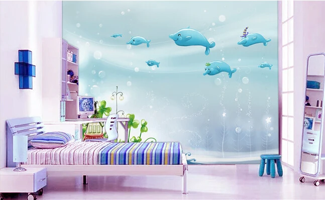 

The custom 3D murals, Beautiful cartoon underwater world papel de parede,living room sofa TV wall children bedroom wall paper