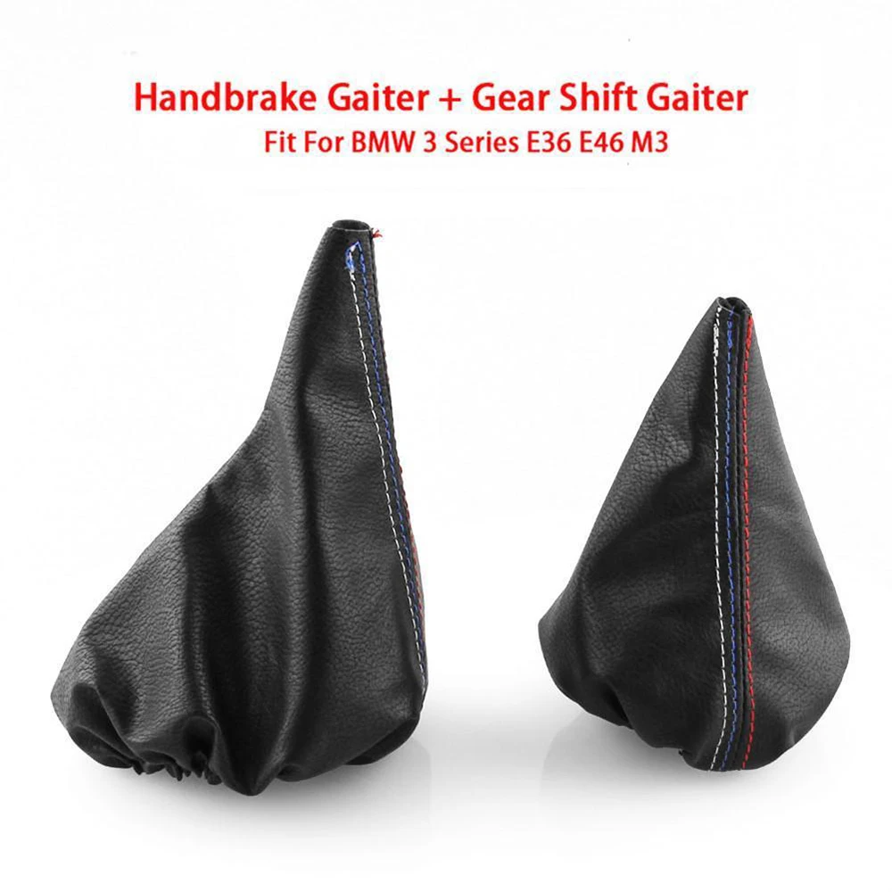 2pcs Car Shift Gear Stick Manual Handbrake Gaiter Boot Black Leather For BMW 3 Series E36 E46 M3 | Автомобили и мотоциклы