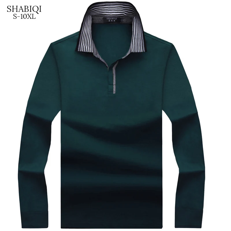 

SHABIQI 2023 New Brands Mens Long Sleeve POLO Shirts Long Sleeve Camisas Polo Stand Collar Male Polo Shirt Plus Size M-9XL 10XL