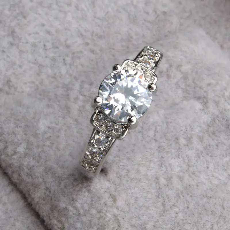 New High Quality Fashion Silver Plated Crown Rings for Women Elegant CZ Crystal Party Engagement Ring Jewelry R186 | Украшения и