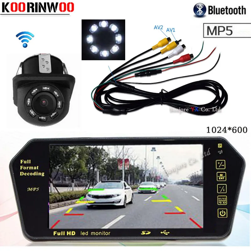 Автомобильный зеркальный монитор Koorinwoo 1024*600 с usb разъемом TF и Bluetooth MP5 система