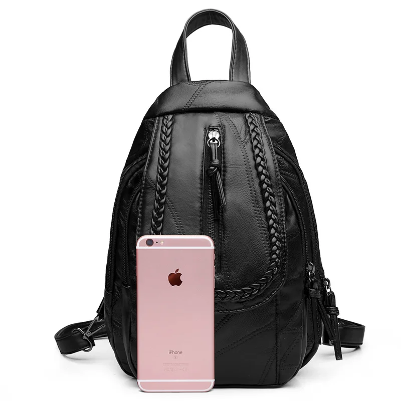 Многофункциональный Для женщин из овечьей кожи рюкзак backbag сумка модная одежда