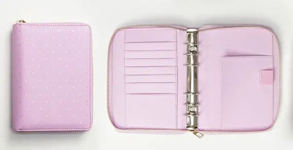 A6 Сиреневый розовый Золотой горошек на молнии планировщик/Журнал