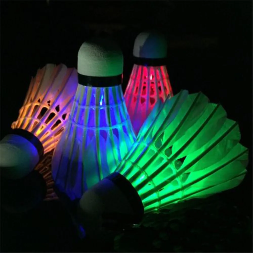 4x светодиодный бадминтон набор Волан RGB Ночная свечение крытый спорт на открытом