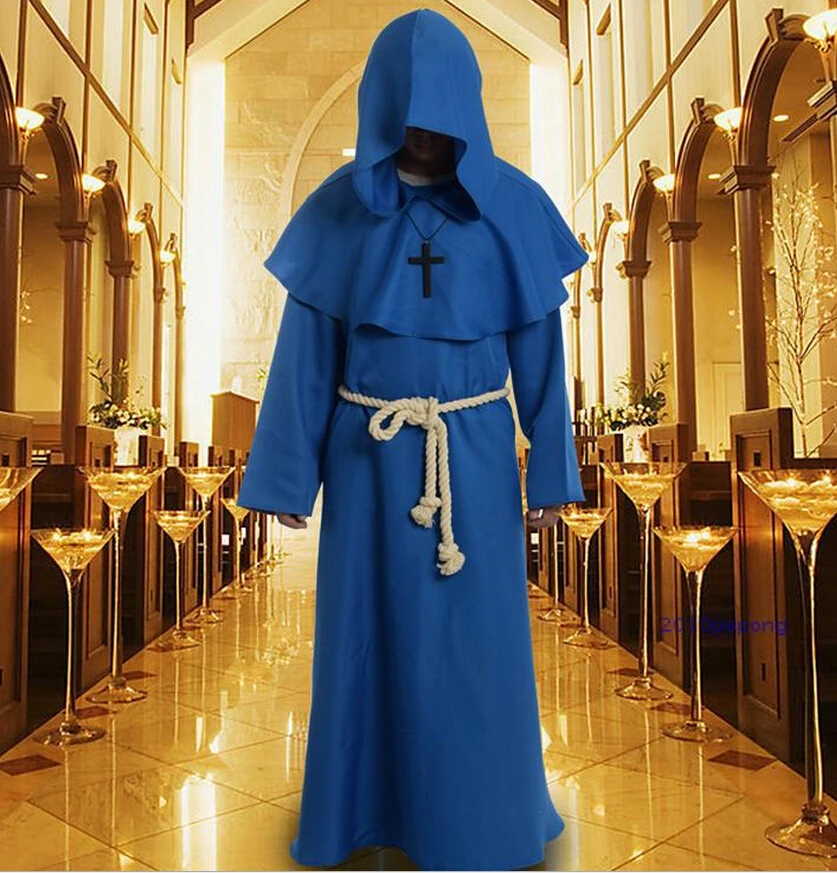 Мужской костюм на Хэллоуин накидка с капюшоном в стиле монах фриара