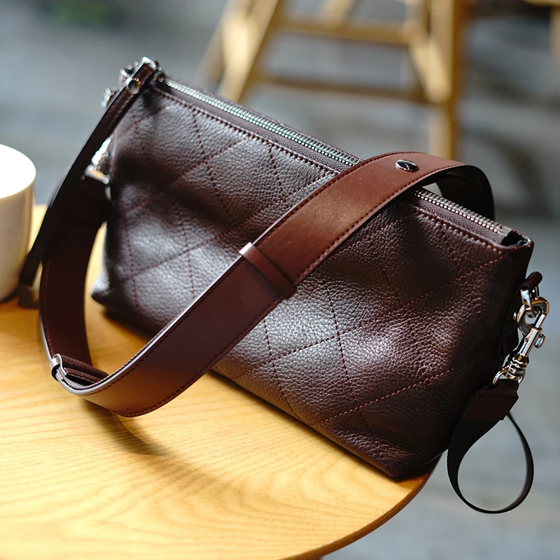 

WOONAM Women Exquisite Limited Production Bag Top Hide Genuine Italy Calf Leather Medium Cross-body Satchel Shoulder Bag WB788