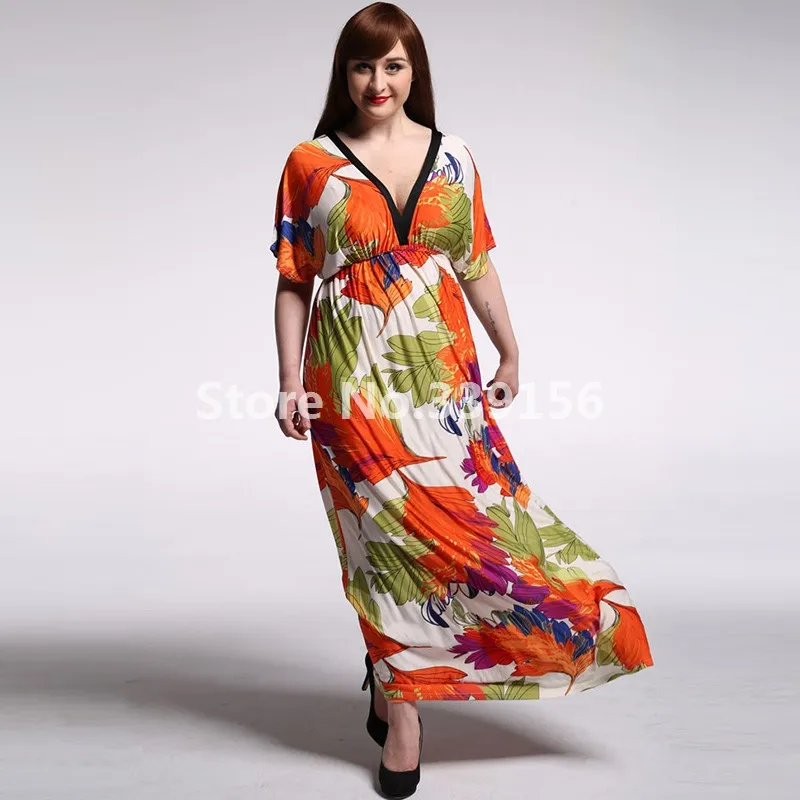 2017 новый летняя мода пляж dress отпечатано синий/красный 6xl чешские свободные плюс
