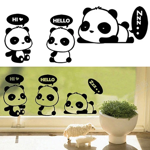 1 шт. милые наклейки с изображением панды для комнаты окна двери Декор Съемный