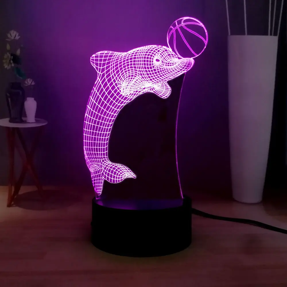 Новинка Светодиодный Ночник для малышей милый Дельфин с шариком usb-переключатель